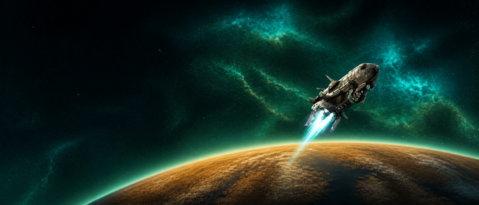 A shuttle launching from Planet Brycon